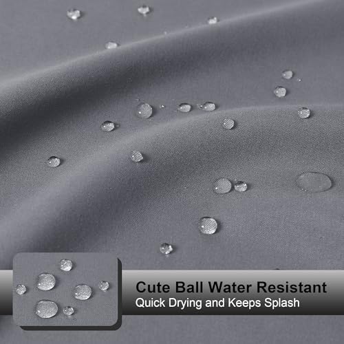 OVZME Zora Grey Shower Curtain for Bathroom, Fabric Shower Curtain