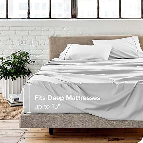 Bare Home Split King Sheet Set - 1800 Ultra-Soft (Split King, White)