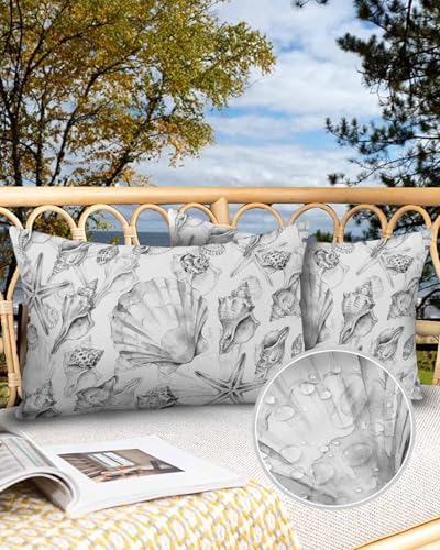 Outdoor Pillow Covers with Inserts,Summer Beach Starfish Waterproof