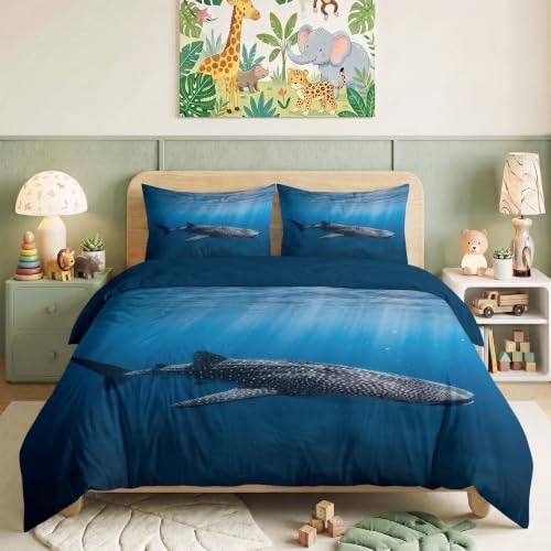 King Duvet Cover Set Soft Microfiber Animals Whale Shark