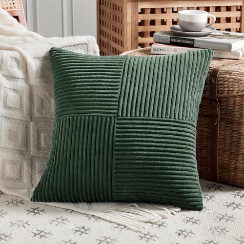Fancy Homi Set of 2 Dark Green Decorative Throw Pillow Covers 22x22
