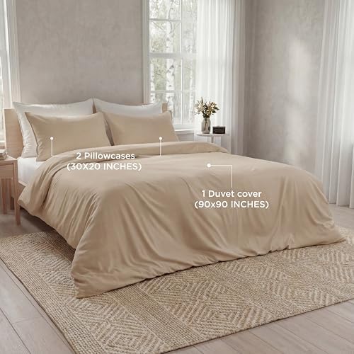 Duvet Cover Set Queen Size Silky Soft Cooling, Rayon Blend from