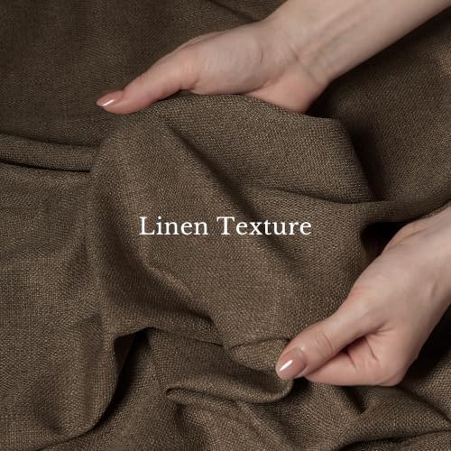 NICETOWN Coffee Brown Pinch Pleated Thick Linen Curtains, W40xL96, 2