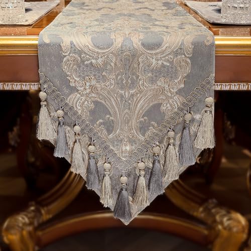 Loom and Mill Luxury Jacquard Damask Table Runner 108 Inches Long