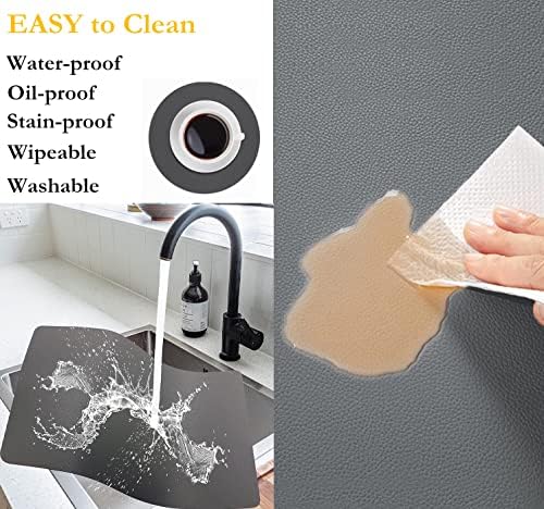 Placemats Set of 6, Faux Leather Place Mats with Coasters, Waterproof