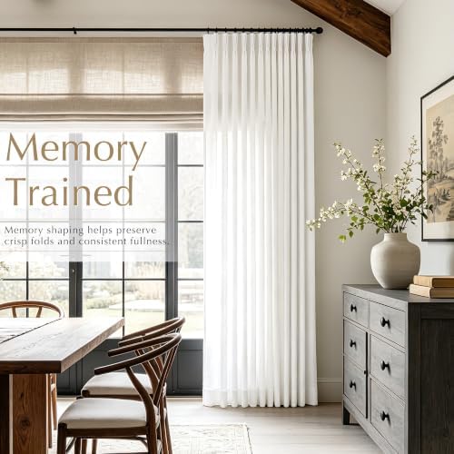 Memory Trained Natural Triple Pinch Pleated Curtains 2 Panels 40x63