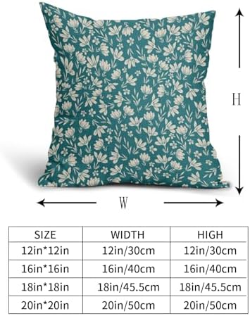 Teal Pillow Covers 20x20 Set of 2 Vintage Floral Rustic Old Style Cute