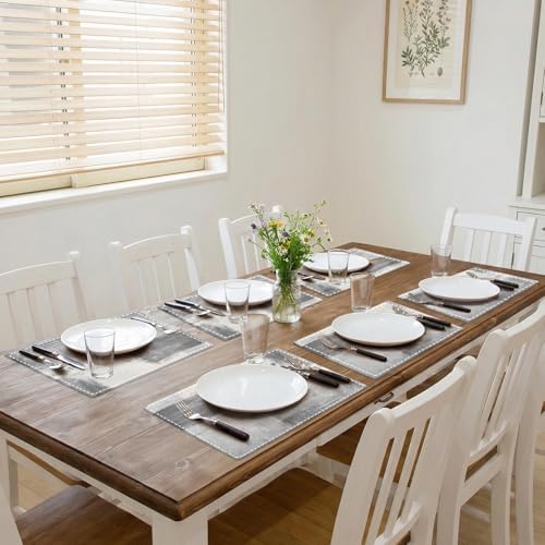 Emvency Farmhouse Placemats Set of 6, 12x18 Inch, Grey Minimalist