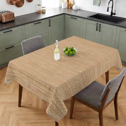 Minimalist Light Brown Waterproof Tablecloth Rectangle Washable Table