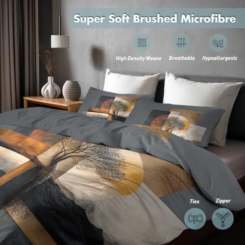 Tree of Life Bedding Full Size Duvet Cover Set 3 Piece, Boho Abstract