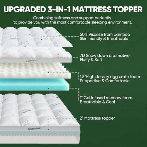 Queen Mattress Topper, Dual Layer 4.5" Memory Foam Mattress Topper