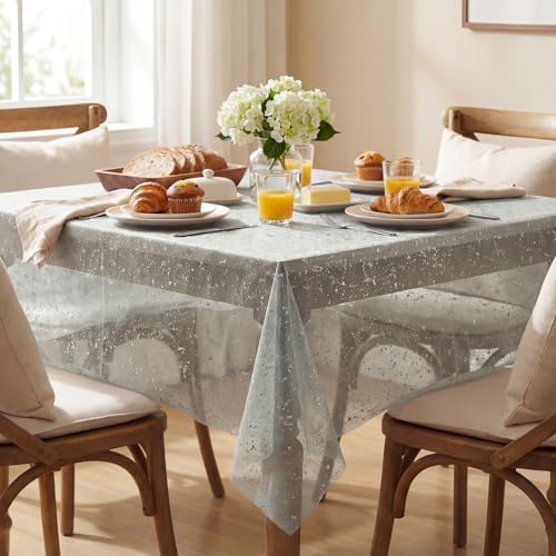 Horaldaily Grey Sliver Tablecloth 60x60 Inch Square