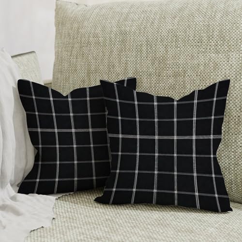ArogGeld Chinoiserie Pillow Covers Set of 2 Black Buffalo Plaid Throw