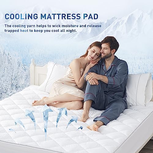 Sunflower Cooling Queen Mattress Pad for Hot Sleepers, Chill Mattress