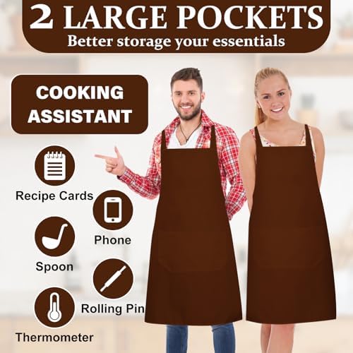12Pack Bib Apron,Aprons with 2 Pockets,Aprons Bulk,23.2 x 28 Inch