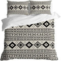 Boho Ethnic Tribe Duvet Cover Queen Size, Beige Zen Southwest Middle