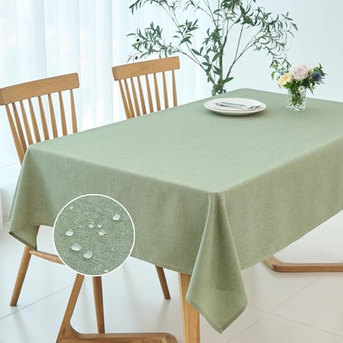 maxmill Rectangle Linen Textured Tablecloth Waterproof Spillproof