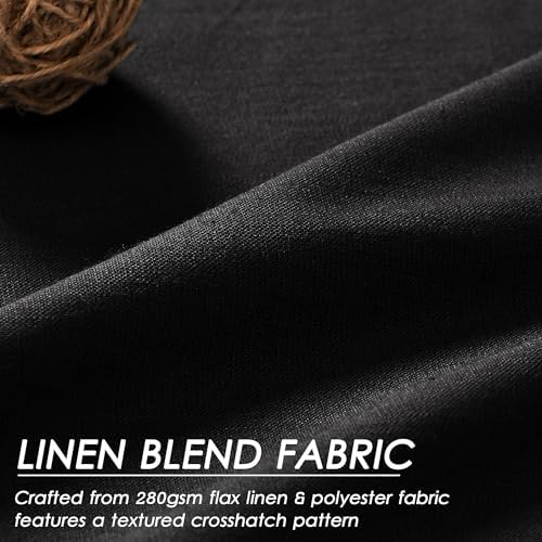 Black Linen Blackout Curtains 84 Inches for Bedroom Pinch Pleated