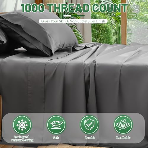 100% Egyptian Cotton Sheets King Size 4PCS 1000 Thread Count Sateen