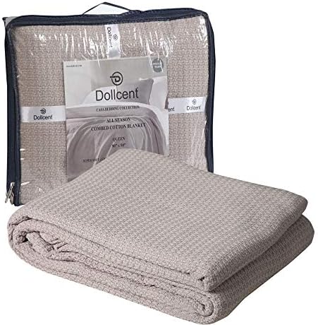 DOLLCENT 100% Soft Premium Combed Cotton Thermal Blanket– Queen