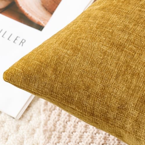 OTOSTAR Pack of 2 Throw Pillow Covers 20x20 Inch Soft Chenille Gold