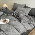 MZP 100% Washed Cotton 4pcs Striped Duvet Cover Sets Stripes Pattern