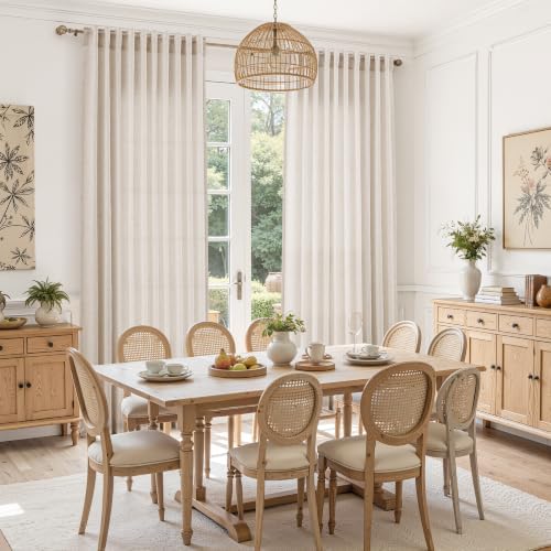 Nanspring Linen Curtains 40x63 Inch Long for Living Room Cream Beige
