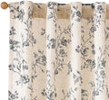 Lazzzy Black Vintage Floral Linen Curtains Farmhouse 38W X 63L 2