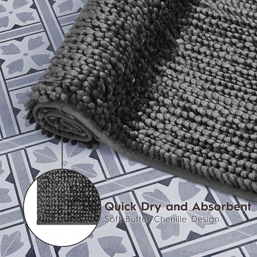 Laura Ashley Butter Chenille Bath Rug, Absorbent Shaggy Bathroom Mat