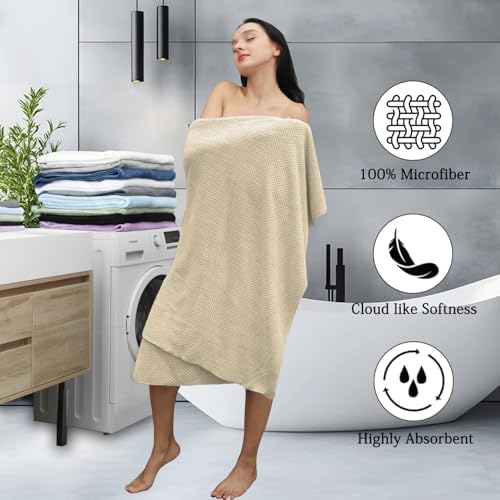 8-Piece Beige Bath Towels Set,2 Oversized Large Bath Towels Sheet,2