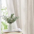 jinchan Linen Curtains 96 inch Taupe Stripe on Linen Grommet 2 Panels
