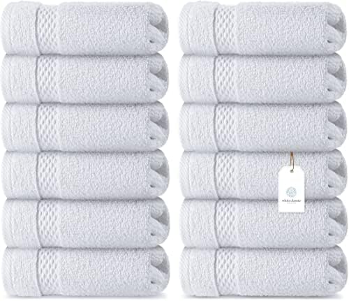 White Classic 2 Luxury White Bath Sheet Towels 35 x 70, 6 Hand Towels
