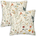 Cream Ivory Wildflower Meadow Throw Pillow Covers 18x18 Set of 2