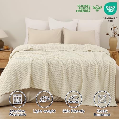 PHF Soft Cozy Fleece Blanket King Size, 340GSM Lightweight Warmth