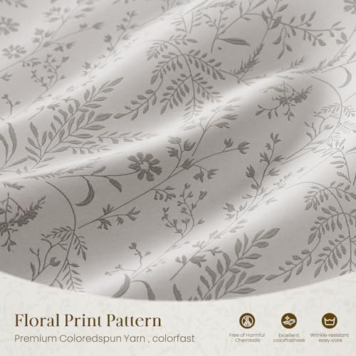 Rinwoc Vintage Neutral Botanical Leaf and Floral Print Blackout
