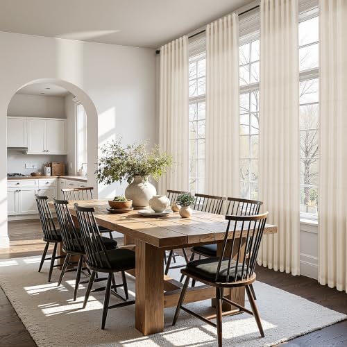 Nanspring Extra Long Linen Curtains 120 Inches 10ft Birch Beige 2