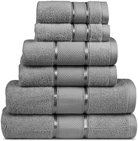 6 Pieces Towel Set Zero Twist Ultra Soft Long Staple Cotton- Set