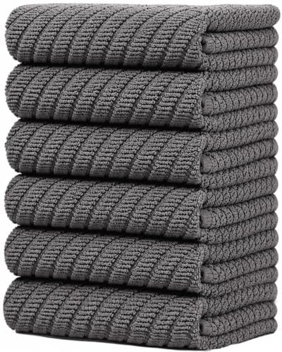 Bumble Kitchen Towels (6-Pack), 16"x25", 100% Cotton, Dish Towels Gray