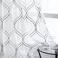 VISIONTEX White Sheer Curtains Grey Moroccan Embroidered 63 Inch