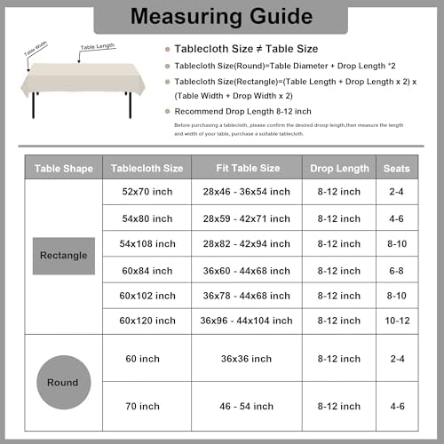 XWZO Faux Linen Tablecloth Wrinkle Resistant 52 x 70 Inch - Grey