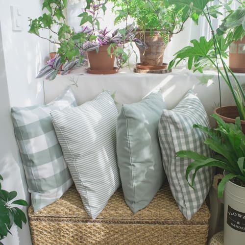 HOPLEE Farmhouse Sage Green Fall Pillow Covers 22x22 Cushion Cover