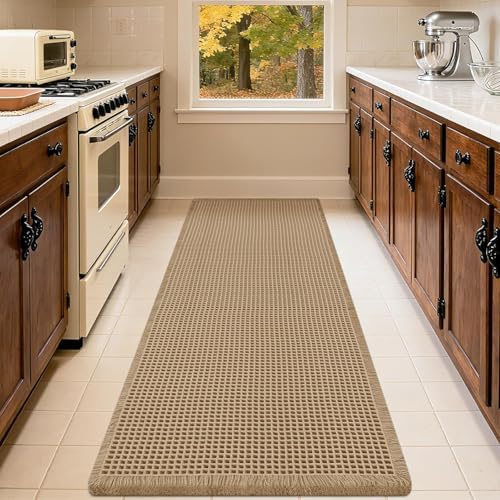 IM HOME Extra Large Waffle Bath Mat, Boho Bathroom Rugs Absorbent Non