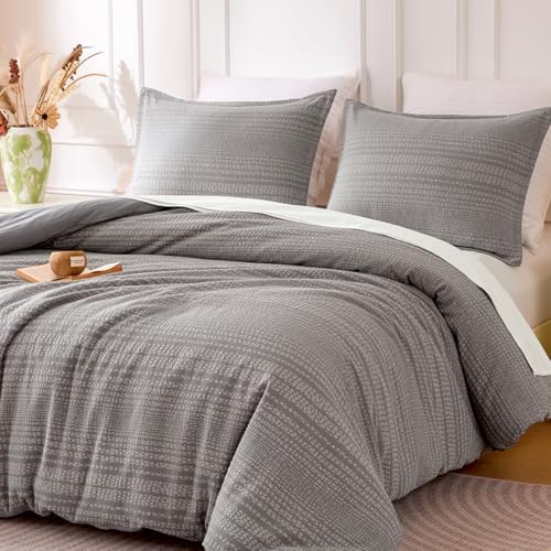 SLEEP ZONE Striped Duvet Cover Set Full Size, 3 Pieces Boho Bedding