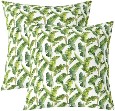 jejeloiu Palm Leaf Throw Pillow Covers Set of 2 22 x 22-Inch Kids Palm