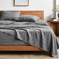 Bare Home Washed Sheet Set 1800 Ultra-Soft (Twin XL, Grey)
