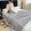 UKELER Sherpa Throw Blankets 60 × 80 inch, 470 GSM Striped Sherpa
