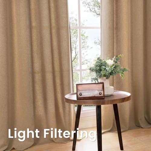 BGment Camel Burlap Linen Curtains for Bedroom 63 Inch Length 2