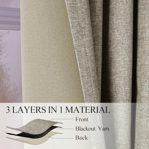 Fcosie Pinch Pleated Curtains for Traverse Rod, Back Tab 100% Blackout