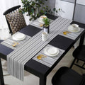 Gray Black and White Stripe Table Runner and Placemats Set of 4