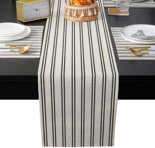 Ticking Stripes Table Runner and Placemats Set of 4 Vertical Lines
